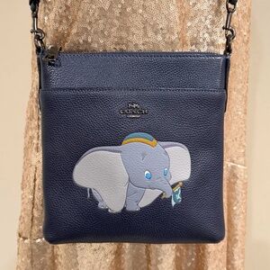 Disney x Coach Dumbo The Elephant Kitt Messenger Crossbody Bag in Navy Leather
